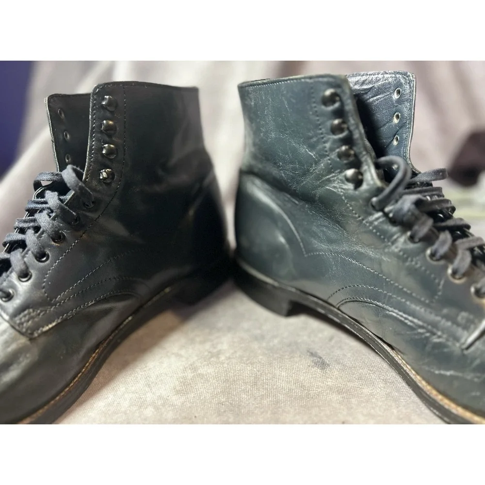 Stacy Adams Madison Boots Mens 10.5 Black Leather Cap Toe Lace Up